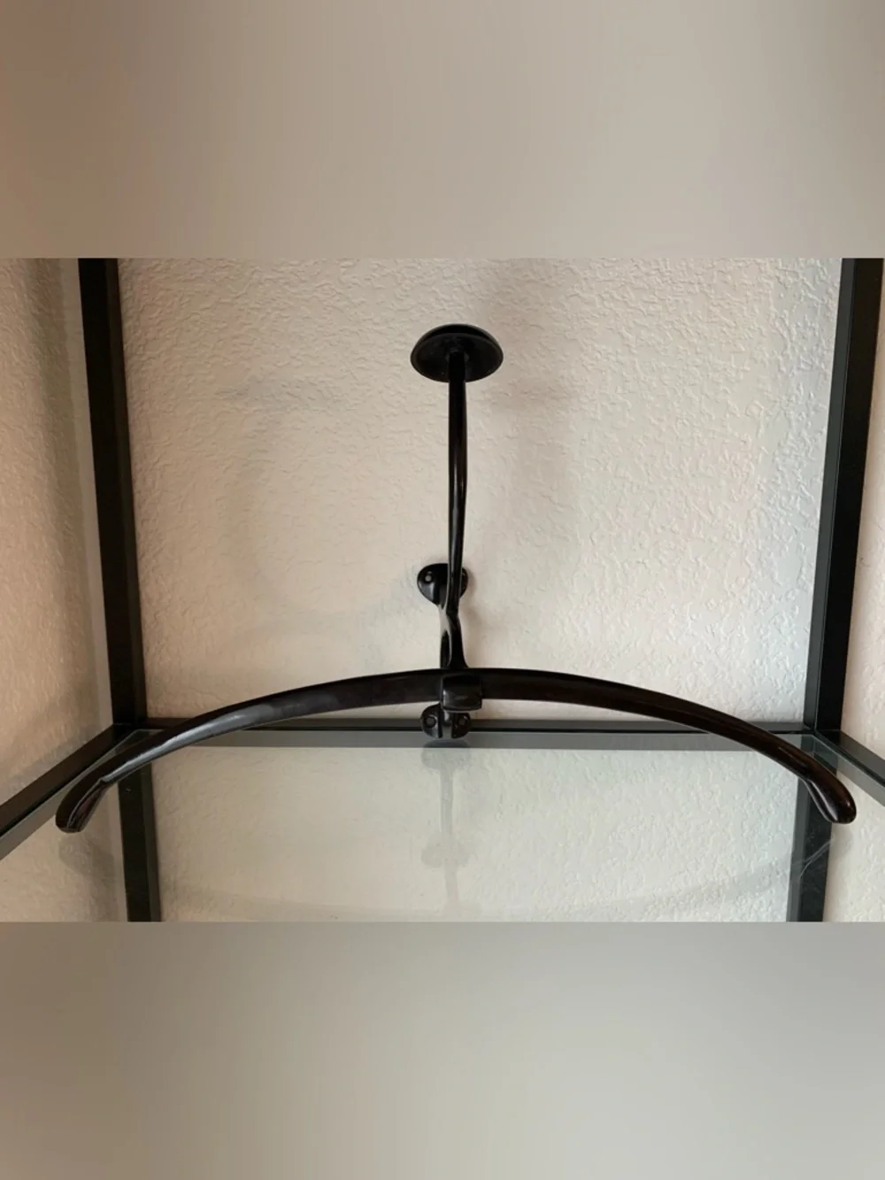 Wall-Mounted Bronze Coat Hanger With Hat Stand - Dark Brown Minimalist Display - Picture 1 of 7